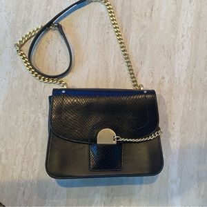 Zara genuine leather crossbody bag black